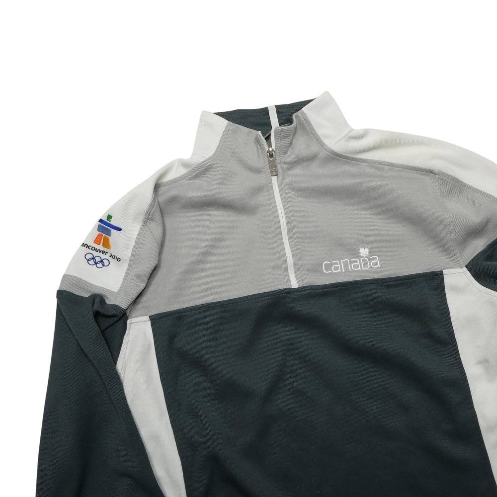 Canada Sweatshirt Mens Medium Gray White Vancouver 2010 Olympics Elevate 1/4 Zip